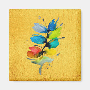 Colourful watercolor loose abstract floral magnet
