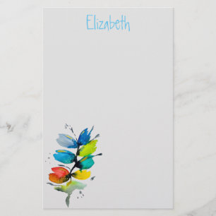 Colourful watercolor loose abstract floral stationery