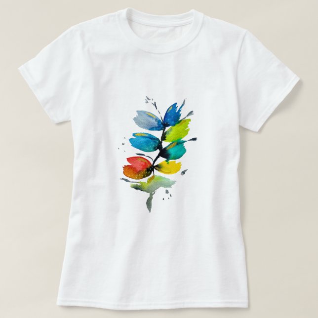 Colourful watercolor loose abstract floral T-Shirt (Design Front)