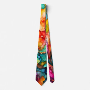 Colourful Watercolor Mixed Media Neck Tie