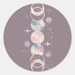 Colourful Watercolor Moons Classic Round Sticker