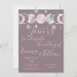 Colourful Watercolor Moons Invitation