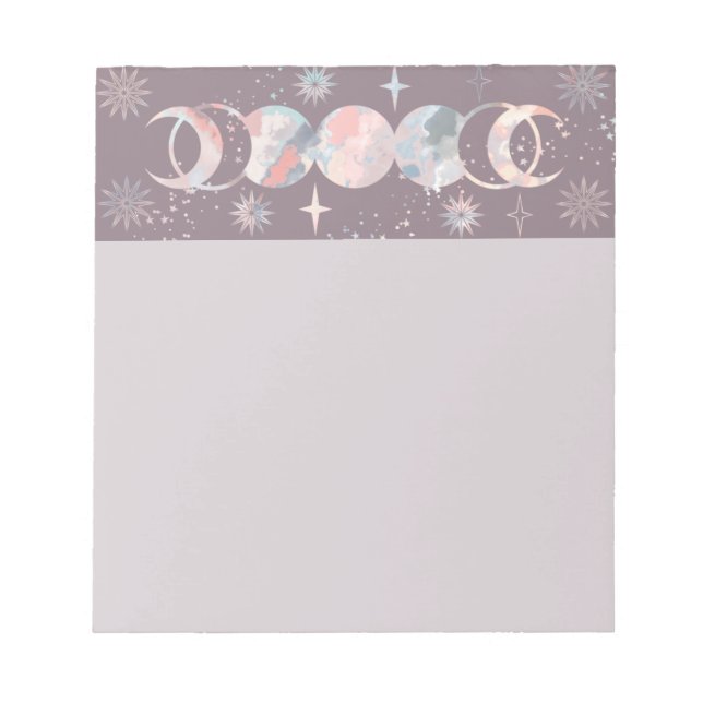 Colourful Watercolor Moons Notepad (Front)