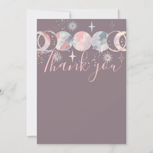 Colourful Watercolor Moons Thank You Card (Front)
