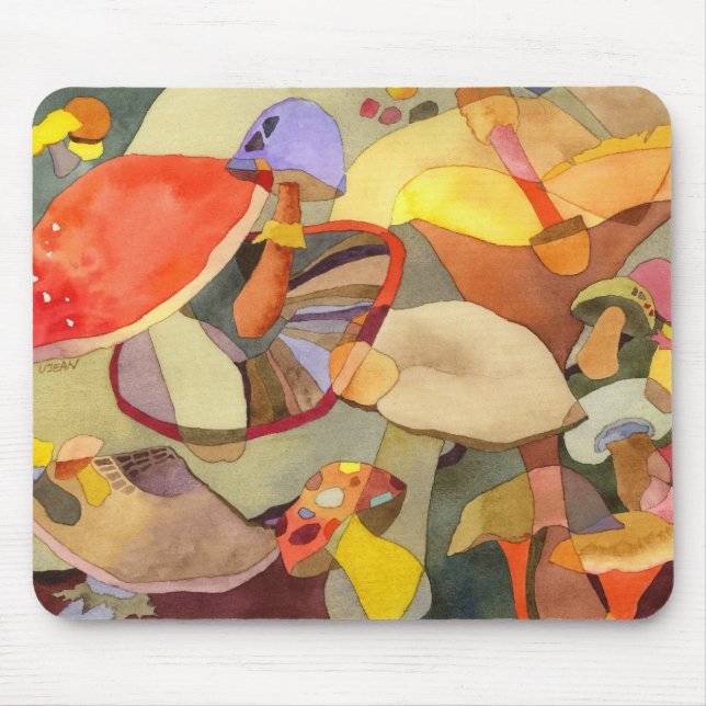 Colourful Watercolor Mushrooms Mouse Pad (Front)