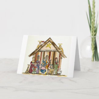 Colourful watercolor nativity card
