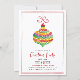 Colourful Watercolor Ornament Christmas Party Invitation