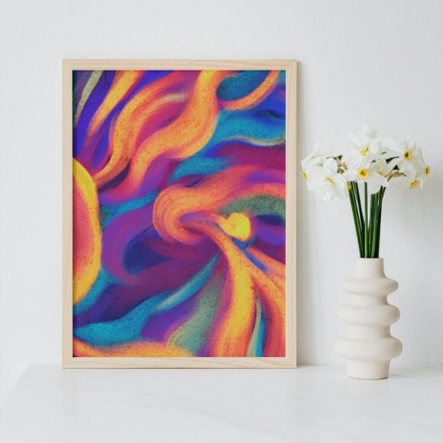 Colourful Watercolor Overlapping Waves Abstract Ar Poster (Creator Uploaded)