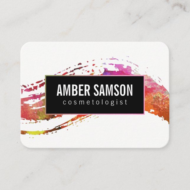 Colourful Watercolor Paint Brushed Business Card (Front)