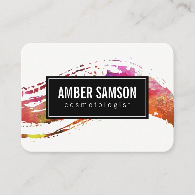 Colourful Watercolor Paint Brushed Business Card (Front)