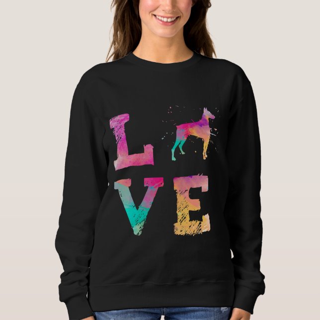 Colourful Watercolor Paint Doberman Pinscher Dog Sweatshirt (Front)