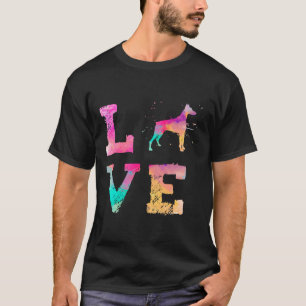 Colourful Watercolor Paint Doberman Pinscher Dog T-Shirt