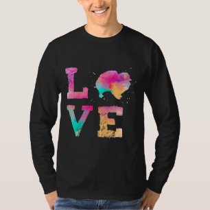 Colourful Watercolor Paint Pomeranian Dog Love R T-Shirt