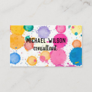 colourful watercolor paint splash abstract design business card
