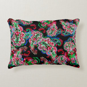 Colourful watercolor paisley floral illustration p decorative cushion