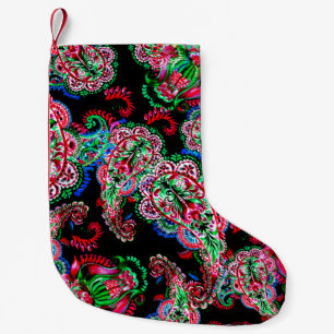 Colourful watercolor paisley floral illustration p small christmas stocking