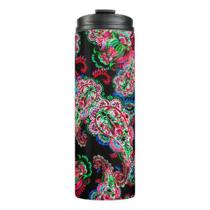 Colourful watercolor paisley floral illustration p thermal tumbler