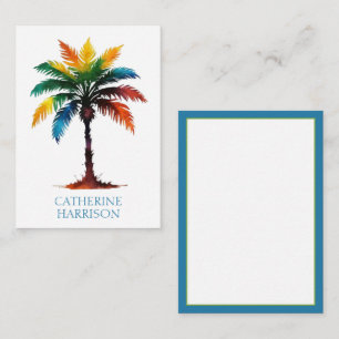 Colourful Watercolor Palm Tree Personalised Card