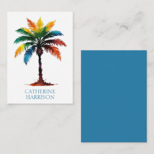 Colourful Watercolor Palm Tree Personalised Card