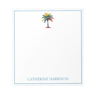 Colourful Watercolor Palm Tree Personalised Notepad