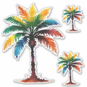 Colourful Watercolor Palm Trees