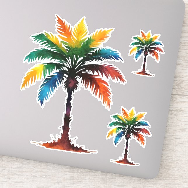 Colourful Watercolor Palm Trees (Detail)