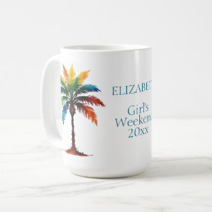 Colourful Watercolor Palm Trees Personalised Coffee Mug
