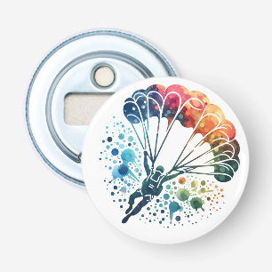 Colourful Watercolor Parachutist Bottle Opener