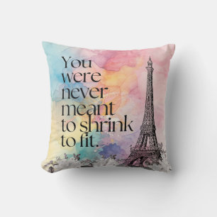 Colourful Watercolor Paris Eiffel Tower Quote Art Cushion