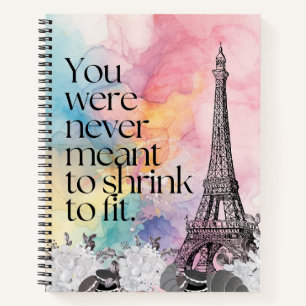 Colourful Watercolor Paris Eiffel Tower Quote Art Notebook