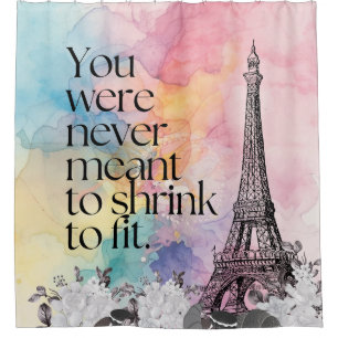 Colourful Watercolor Paris Eiffel Tower Quote Art Shower Curtain