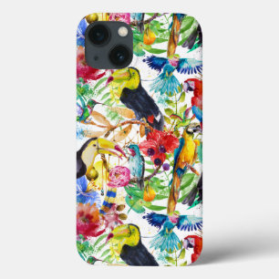Colourful Watercolor Parrots iPhone 13 Case