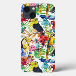 Colourful Watercolor Parrots iPhone 13 Case
