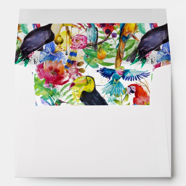 Colourful Watercolor Parrots Envelopes (Back (Bottom))