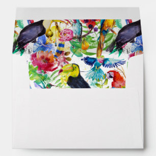 Colourful Watercolor Parrots Envelopes