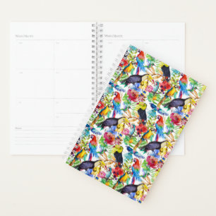 Colourful Watercolor Parrots Planner