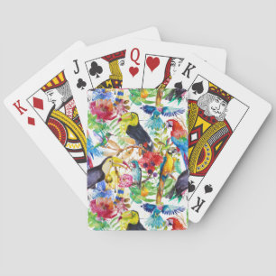 Colourful Watercolor Parrots Playing Cards