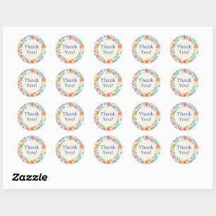 Colourful Watercolor Pastel Floral Classic Round Sticker