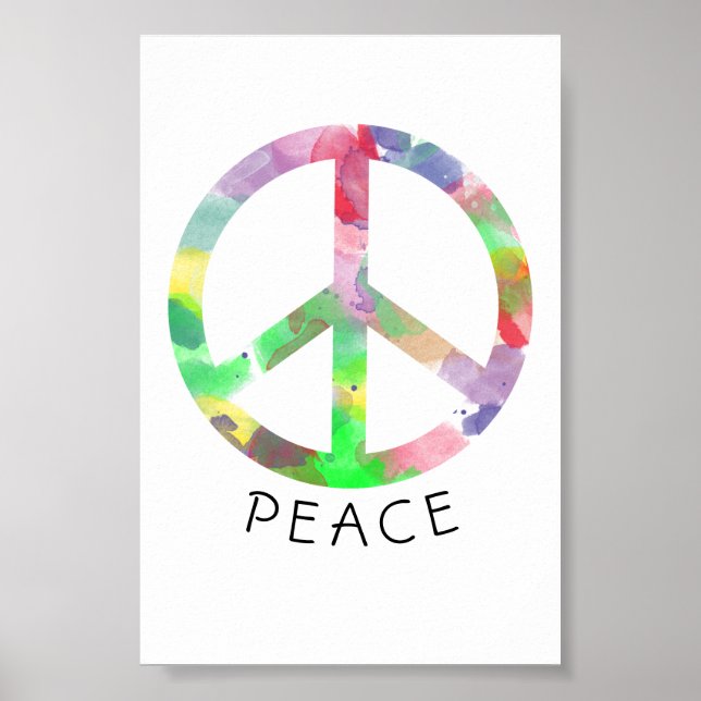 Colourful watercolor peace sign poster (Front)