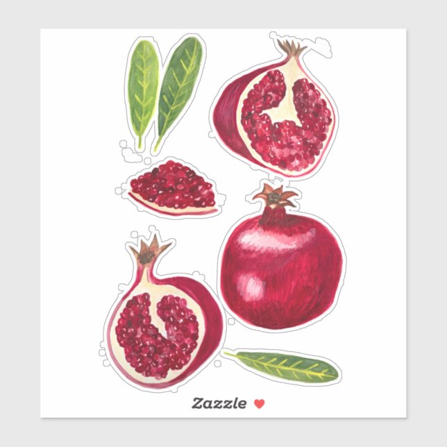 Colourful Watercolor Pomegranates Fall Fruity (Sheet)