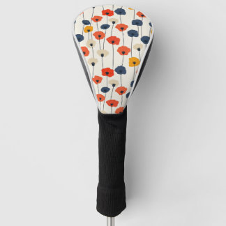 Colourful watercolor poppies pattern  golf head cover