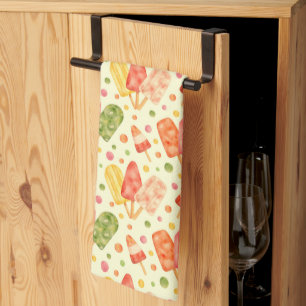 Colourful Watercolor Popsicles Tea Towel