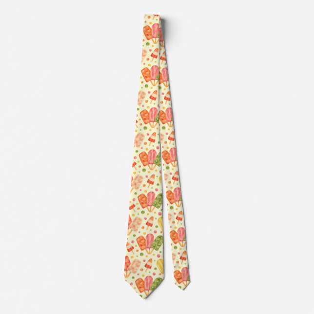 Colourful Watercolor Popsicles Tie (Front)
