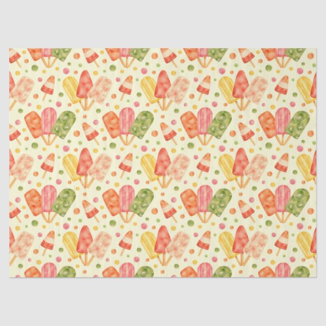 Colourful Watercolor Popsicles Tissue Paper (Front)