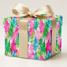 Colourful Watercolor Preppy Christmas Trees