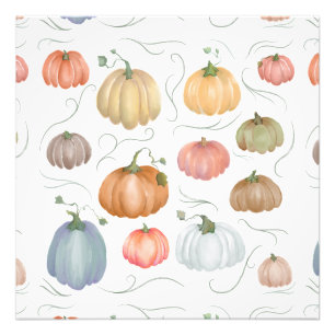 Colourful Watercolor Pumpkin Patch Photo Print