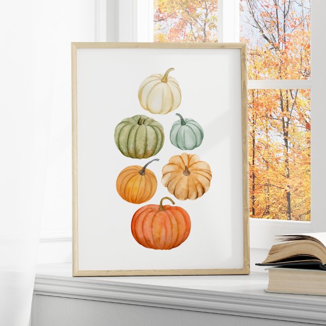 Colourful Watercolor Pumpkins Autumn Poster (Creator Uploaded)