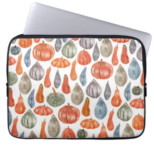 Colourful Watercolor Pumpkins Collection Laptop Sleeve