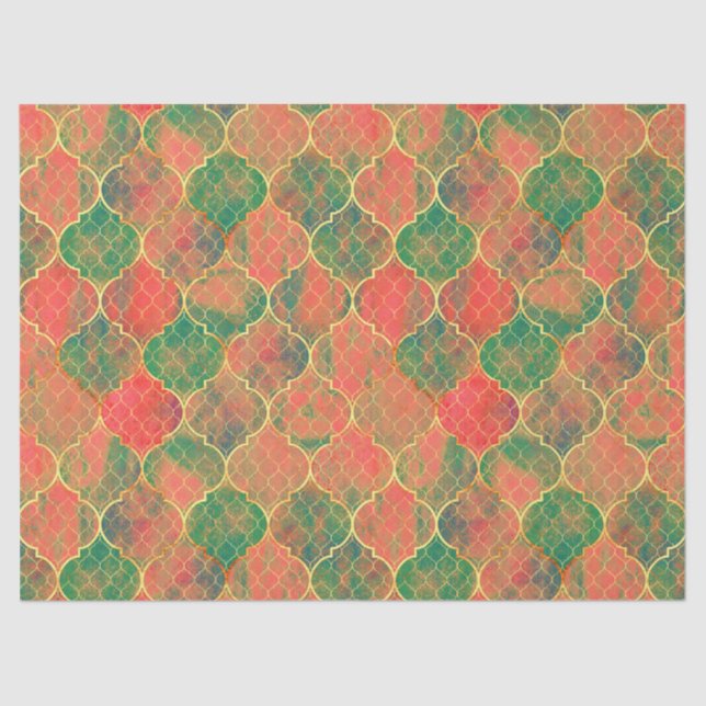 Colourful Watercolor Quatrefoil Pattern Tissue Paper (Front)