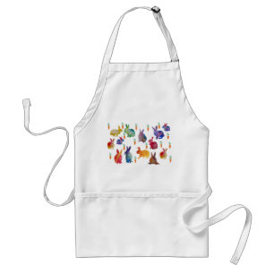 Colourful Watercolor Rabbits Easter Standard Apron